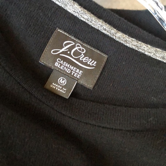 J Crew cotton cashmere blend Black long sleeve crew neck tee super soft M - Picture 6 of 6